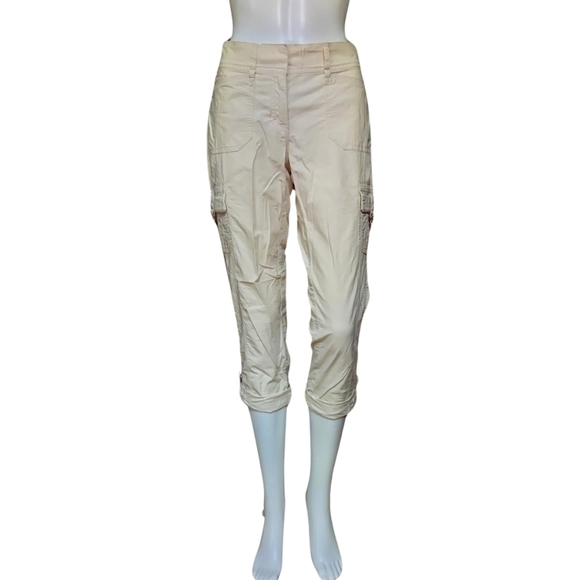 White House Black Market Convertible Ankle To Crop Cargo Pants In Color Bungalow - Picture 7 of 16